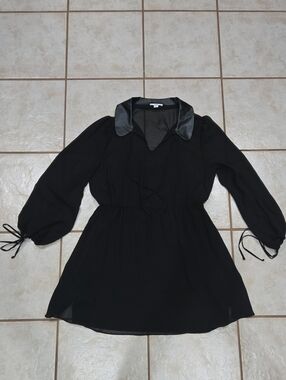 Bar III Black Mini Dress with Satin Collar PL